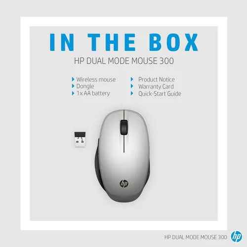 HP Maus 300 Dual Mode Kabellos BTUSB-A Weiß