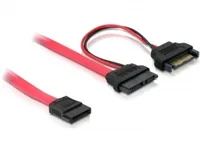 Delock Slim-SATA-Kabel rot, 50 cm - Datenanschluss Seite A: Slim-SATA - Datenanschluss Seite B: SATA - Anzahl Ausgänge: 1 × - Winkelstecker: Nein - Kabellänge: 50 cm