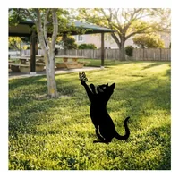 Wallxpert Gartenstecker Katze mit Schmeterling 49 x 24 cm - Produkttyp: Gartenstecker - Motiv: Katze - Detailfarbe: Schwarz - Höhe: 49 cm