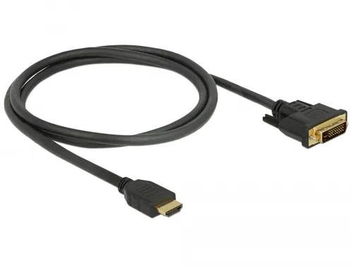 Delock Kabel HDMI – DVI, 1 m, bidirektional - Kabeltyp: Anschlusskabel - Videoanschluss Seite A: HDMI - Videoanschluss Seite B: DVI-D - Detailfarbe: Schwarz - Kabellänge: 1 m - Display Port Standard: Keine Angabe