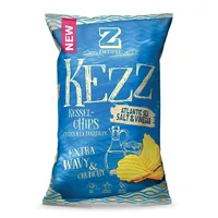 Zweifel Chips KEZZ Atlantic Sea Salt & Vinegar 110 g - Produkttyp: Crème & Gewürz Chips - Nährwertangabe pro: 100 g - Energiegehalt (in kj): 2054 KJ - Energiegehalt (in kcal): 492 Kcal - Fett: 26 g - Gesättigte Fettsäuren: 1.5 g