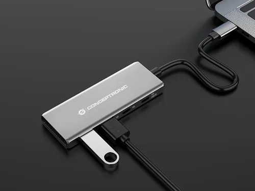 CONCEPTRONIC 4-1 Dock USB-C->2xUSB-C2xUSB-A100WPD 25cm gr