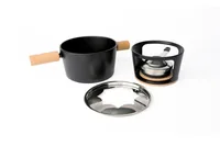 Stöckli Fleischfondue-Set Titlis 8 Teile, Hellbraun/Schwarz - Anzahl Personen: 6 - Materialtyp: Metall - Material: Eisen - Betriebsart: Pastenbrenner - Kompatible Kochfelder: Induktion - Detailfarbe: Hellbraun - Schwarz