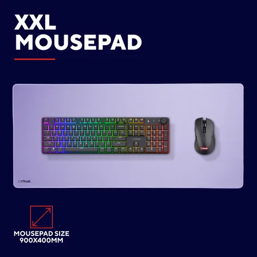 Trust Gaming-Mausmatte GXT 759P XXL Lila - Tiefe: 400 mm - Breite: 900 mm - Detailfarbe: Lila - Form: Eckig - Höhe: 3 mm - Handgelenkauflage: Nein
