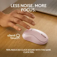 Logitech Maus M240 Silent Bluetooth - Maus-Typ: Mobile - Maus Features: Silent-Tasten - Scrollrad - Bedienungsseite: Universal - Detailfarbe: Pink - Rosa - Verbindungsart: Kabellos - Schnittstelle: Bluetooth