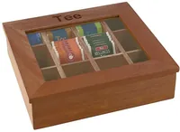 APS Teebox mit 12 Kammern Dunkelbraun - Detailfarbe: Dunkelbraun - Anzahl Fächer: 12 × - Teeform: Teebeutel - Material: Holz