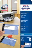 Avery Zweckform Visitenkarten-Etiketten Inkjet 85 x 54 mm 80 Stück - Klebehaftung: Keine - Drucker Kompatibilität: Laser - Inkjet - Anzahl Blatt: 10 × - Papierformat: A4 - Anzahl Etiketten: 80 - Etikettengrösse: 85 x 54 mm