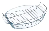 Pyrex Auflaufform mit Grill-Einsatz 4 L, 38 x 27 x 7 cm - Materialtyp: Glas - Material: Borosilikatglas - Detailfarbe: Transparent - Set: Ja - Verpackungseinheit: 1 Stück - Form: Oval