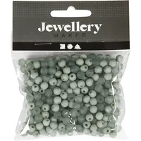 Creativ Company Kunststoffperlen 6 mm, Mint, 150 Stk. - Packungsgrösse: 150 Stück - Durchmesser: 6 mm - Detailfarbe: Mint - Perlenart: Perlenset