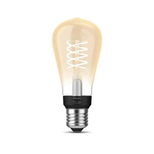 Philips Hue Leuchtmittel White E27 Einzelpack Edison Filament 550 lm - Lampensockel: E27 - Farbtemperatur Kelvin: 2100 K - Aussenanwendung: Nein - Gesamtleistung: 7 W - Lichtfarbe: Warmweiss (WW) - Leuchten Kategorie: Leuchtmittel
