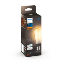 Philips Hue Leuchtmittel White E27 Einzelpack Edison Filament 550 lm - Lampensockel: E27 - Farbtemperatur Kelvin: 2100 K - Aussenanwendung: Nein - Gesamtleistung: 7 W - Lichtfarbe: Warmweiss (WW) - Leuchten Kategorie: Leuchtmittel
