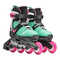 ROLLERBLADE Inline-Skates Microblade XT Schwarz/Meergrün, 33-36.5 - Schuhgrösse (EU): 33-36.5 - Kugellager Norm: SG3 - Anzahl Rollen: 4 - Farbe: Schwarz - Grün - Zielgruppe: Kinder - Verschluss: Klettverschluss - Schnürung - Schaftschnalle