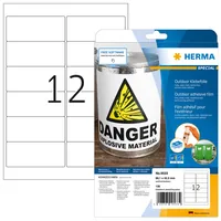 HERMA Outdoor-Etiketten 9533 99.1 x 42.3 mm, 120 Etiketten - Klebehaftung: Stark haftend - Wetterfest - Drucker Kompatibilität: Laser - Anzahl Blatt: 10 × - Papierformat: A4 - Anzahl Etiketten: 120 - Etikettentyp: Wetterfeste Etiketten