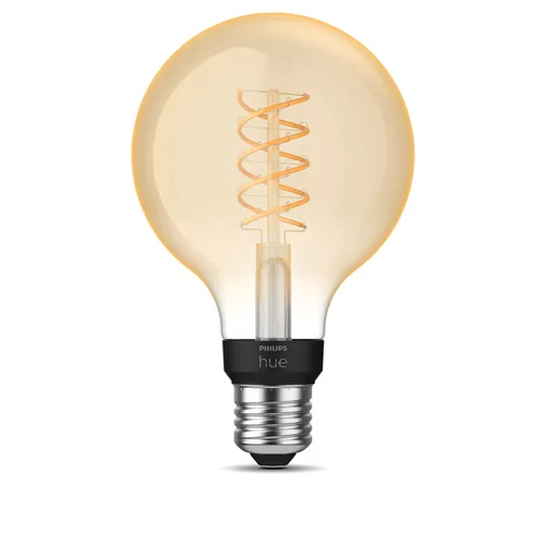 Philips Hue White E27 Einzelpack Globe Filament 550 lm - Lampensockel: E27 - Farbtemperatur Kelvin: 2100 K - Aussenanwendung: Nein - Gesamtleistung: 7 W - Lichtfarbe: Warmweiss (WW) - Leuchten Kategorie: Leuchtmittel