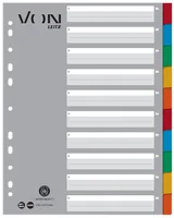 Leitz VON 12990000 tab index Blank tab index Cardboard Blue, Green, Grey, Orange, Red, White, Yellow