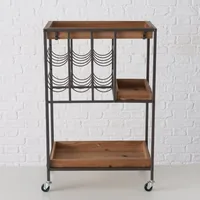 Boltze Bartrolley Minola 78 x 30 x 50 cm, Schwarz/Nature - Tiefe: 50 cm - Breite: 30 cm - Höhe: 78 cm - Detailmaterial: Eisen - Mitteldichte Holzfaserplatte (MDF) - Grundmaterial: Holz - Metall