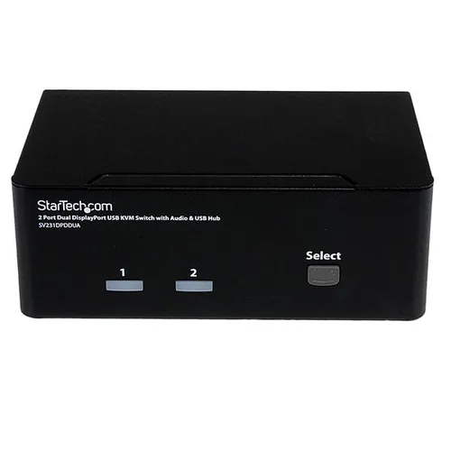 StarTech.com 2 Port Dual DisplayPort USB KVM Switch mit Audio - DisplayPort Desktop KVM Umschalter mit USB Hub - 4xUSB Buchse 2xDP Buchse - K