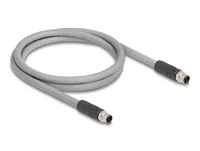 Delock M12 Kabel L-kodiert 5 Pin Stecker zu Stecker PUR schleppkettentauglich 1 m grau