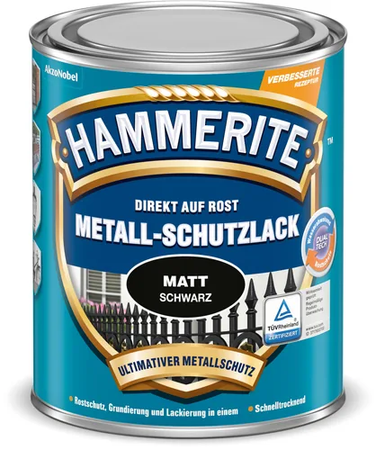 Hammerite Metall-Schutzlack Matt Black 0.75 L
