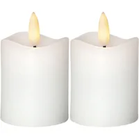 Star Trading LED-Kerzen Set Pillar Ø 5 x 7.5 cm, Weiss, 2 Stk - Betriebsart: Batteriebetrieb - Fernbedienung: Nein - Aussenanwendung: Nein - Höhe: 7.5 cm - Timerfunktion: Ja - Set: Ja