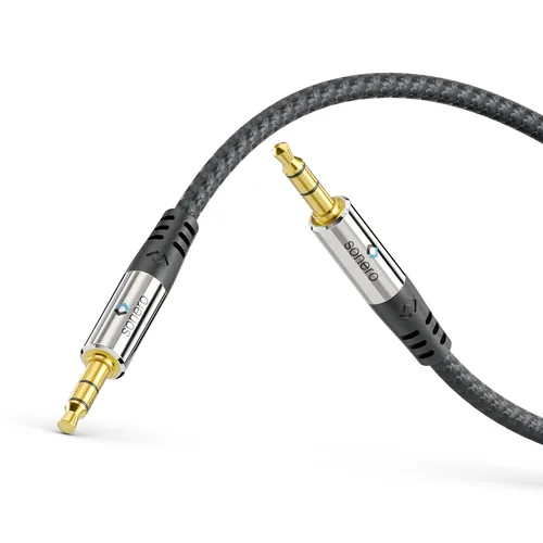 sonero Audio-Kabel 3.5 mm Klinke mit Nylonmantel 1 m - Kabeltyp: Anschlusskabel - Audioanschluss Seite A: 3.5 mm Klinke - Audiokanäle: Stereo - Audioanschluss Seite B: 3.5 mm Klinke - Detailfarbe: Schwarz - Länge: 1 m