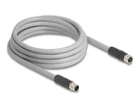 Delock M12 Kabel L-kodiert 5 Pin Stecker zu Buchse PUR schleppkettentauglich 3 m grau