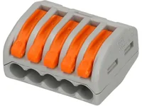 WAGO Verbindungsklemme Wago Klemme 5L 5-fach, 15 Stück - Verwendung Klemmen: Drähte + Litzen - Schutzklasse: IP20 - Verpackungseinheit: 15 Stück - Detailfarbe: Orange - Eigenschaften Hausinstallation: Steckklemme - Flammwidrig - E-Nr.: 0