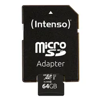 SD MicroSD Card 64GB Intenso SD-HC UHS-I inkl. SD- Adapter retail