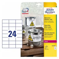 Avery Zweckform Universal-Etiketten L4718-20 70 x 37 mm, Wetterfest - Klebehaftung: Stark haftend - Drucker Kompatibilität: Laser - Anzahl Blatt: 20 × - Papierformat: A4 - Anzahl Etiketten: 480 - Etikettengrösse: 70 x 37 mm