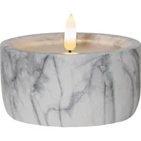 Star Trading LED-Kerze Pillar Flamme Marble Ø 10 x 7.5 cm, Grau - Betriebsart: Batteriebetrieb - Fernbedienung: Nein - Aussenanwendung: Nein - Höhe: 7.5 cm - Timerfunktion: Ja - Set: Nein