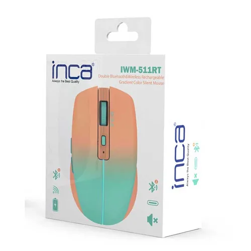 INCA Wrls Maus 1600DPI2xBT5.16TastenLED2.4GHzUSB-C