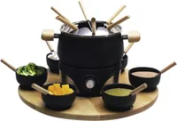Nouvel Fleischfondue-Set Mia 21 Teile, Schwarz - Anzahl Personen: 6 - Materialtyp: Metall - Material: Edelstahl - Betriebsart: Netzbetrieb - Kompatible Kochfelder: Elektro - Gas - Glaskeramik - Induktion - Detailfarbe: Schwarz
