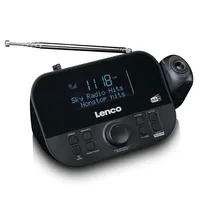 Lenco Radiowecker CR-615BK Schwarz - Radio Tuner: FM - DAB+ - Stromversorgung: Netzbetrieb - Detailfarbe: Schwarz - Ausstattung: Projektion Uhrzeit - Display - Weckfunktion - Schlummerfunktion - Typ: Radiowecker
