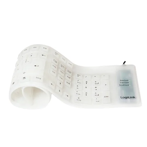 Logilink Tastatur USB PS2 Flexibel Wasserfest weiß
