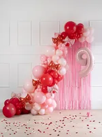PARTYDECO Folienballons 25.5x25cm FB269-007 Schleifenform, rot 5 Stück