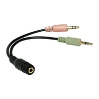 Logilink Audio-Kabel,2x3,5mm 3-PinM zu 3,5 mm 4-PinF,schw.