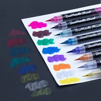 pentel Pinselstift Dual Metallic Brush Mehrfarbig, 8-teilig - Strichstärke: Brush - Keine Angabe - B - Set: Ja - Verpackungseinheit: 8 Stück - Eigenschaft-Stift: Glitzer - Deckend - lichtecht - Metallic - Lichtbeständig - Wasserfest - Anwender: Kreativbed