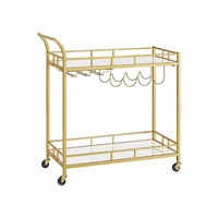 VASAGLE Servierwagen mit Glasplatten 38 x 77.5 cm, Gold - Tiefe: 80 cm - Breite: 38 cm - Höhe: 77.5 cm - Detailmaterial: Glas - Eisen - Grundmaterial: Glas - Metall