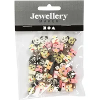 Creativ Company Perlen Ton Figurperlen 60 Stück, Tiere - Packungsgrösse: 60 Stück - Perlenart: Motivperlen - Detailfarbe: Braun - Rosa - Weiss - Durchmesser: 10 mm