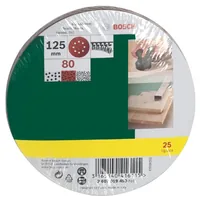 Bosch Schleifblatt-Set Klett, Ø 125 mm, Körnung 80 25 Stück - Zubehörtyp: Schleifblatt - Für Material: Universal