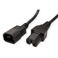 VALUE Netzkabel IEC320/C14 Stecker - C15 Buchse, H05RN-F, schwarz, 3 m