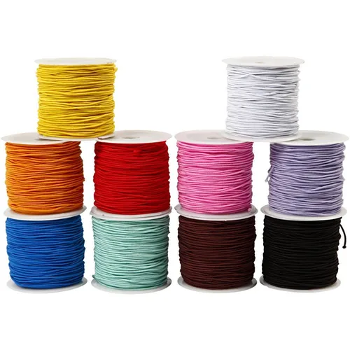 Creativ Company Gummiband 1 mm x 25 m, Mehrfarbig - Breite: 1 mm - Länge: 25 m - Verpackungseinheit: 10 Stück - Detailfarbe: Mehrfarbig - Band-Art: Kordelband