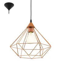 EGLO Leuchten Pendelleuchte TARBES 1x E27, 32.5 cm Kupfer - Betriebsart: Netzbetrieb - Lampensockel: E27 - Farbtemperatur Kelvin: Je nach Leuchtmittel - Gesamtleistung: 60 W - Farbwiedergabeindex CRI: 0 - Dimmbar: dimmbar