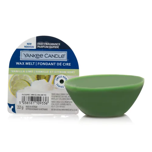Yankee Candle Duftwachsplättchen Vanilla Lime - Eigenschaften: Keine Eigenschaft - Höhe: 3 cm - Durchmesser: 7 cm - Typ: Duftwachsplättchen - Duft: Tonkabohne - Limette - Vanille - Fruchtig - Zitrone - Zucker - Kakao - Verpackungseinheit: 1 Stück
