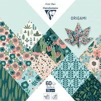 Clairefontaine Bastelpapier Origami Papier Herbarium, 60 Blatt - Papierformat: 15 x 15 cm - Selbstklebend: Nein - Papierfarbe: Mehrfarbig - Dunkelgrün - Papiertyp: Bastelpapier - Mediengewicht: 70 g/m² - Verpackungseinheit: 60 Stück