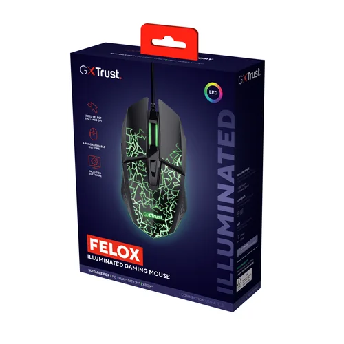 Trust GXT 113 Felox mouse Gaming Right-hand USB Type-A Optical 6400 DPI
