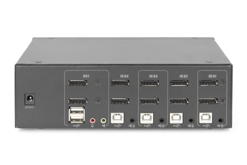 DIGITUS KVM Switch, 4-Port, Dual Display, 4K, DisplayPort