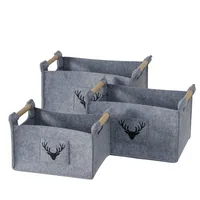 Boltze Aufbewahrungskorb Karly 3er Set, Grau - Materialtyp: Textil - Material: Filz - Produkttyp: Aufbewahrungsbox - Detailfarbe: Grau