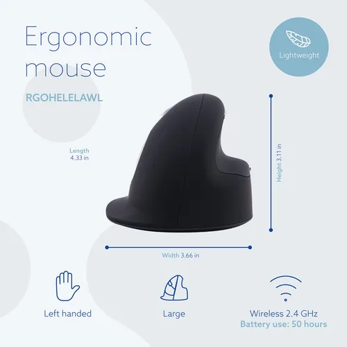 R-Go Tools RGOHELELAWL souris Gauche Bluetooth Optique 2400 DPI