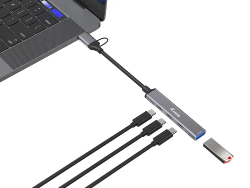 Equip 4-Port USB-C3.2-Hub->3xUSB-CUSB-A USB-A Adapt.10Gbps